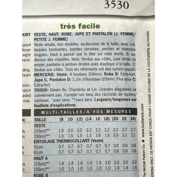 Butterick 3530 pattern top pants dress jacket sz 8 10 12 - Picture 8 of 11